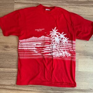 Vintage Island Paradise Hawaii Hanes Bold Red T-Shirt - Single Stitch